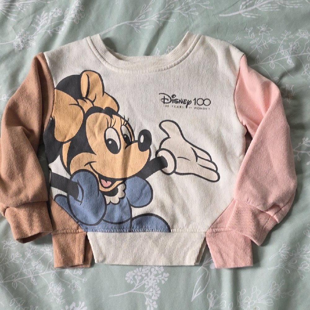 Disney Kids Minnie Mouse Sweatshirt - Cream, Pink, and Blue